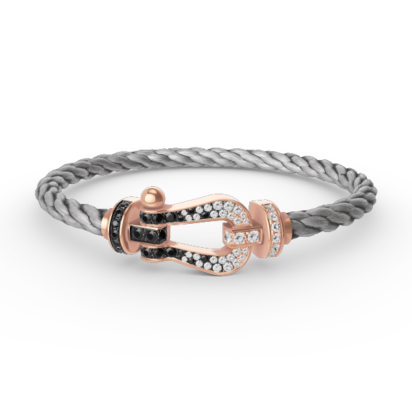 ¡®Loco¡¯FORCE LARGE HORSESHOE BLACK WHITE DIAMOND BRACELET ROSE GOLD