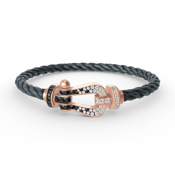 ¡®Loco¡¯FORCE LARGE HORSESHOE BLACK WHITE DIAMOND BRACELET ROSE GOLD