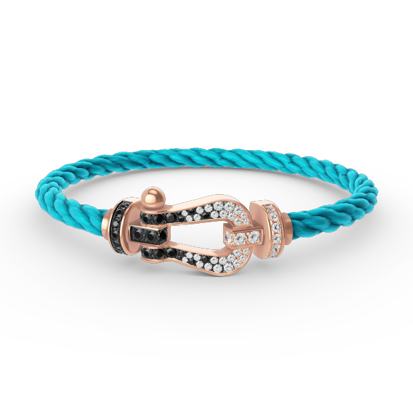 ¡®Loco¡¯FORCE LARGE HORSESHOE BLACK WHITE DIAMOND BRACELET ROSE GOLD