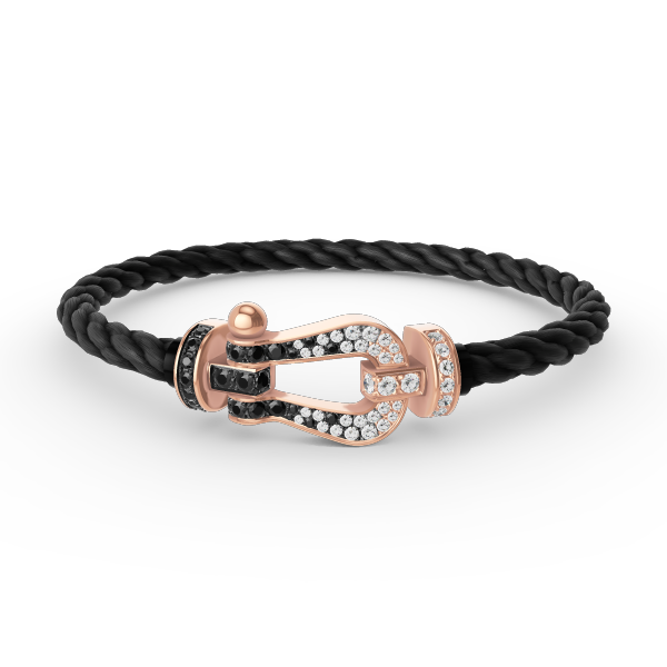¡®Loco¡¯FORCE LARGE HORSESHOE BLACK WHITE DIAMOND BRACELET ROSE GOLD