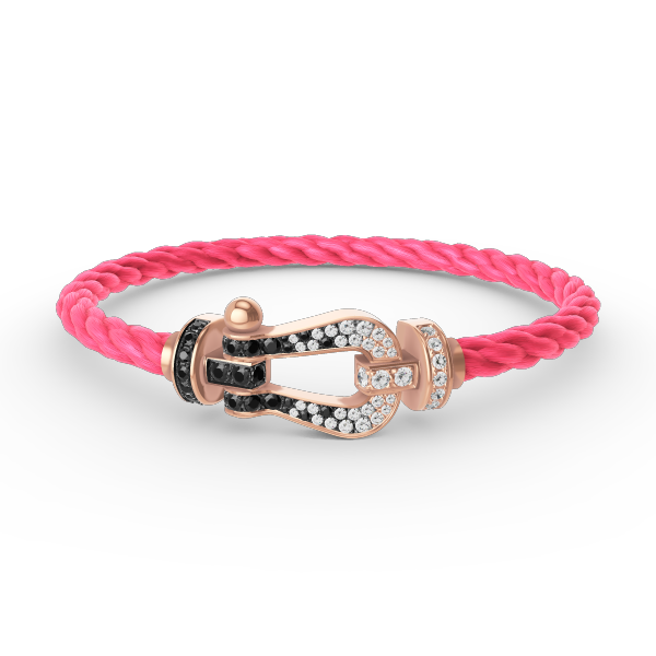 ¡®Loco¡¯FORCE LARGE HORSESHOE BLACK WHITE DIAMOND BRACELET ROSE GOLD