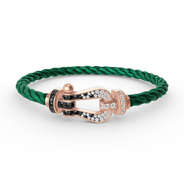 ¡®Loco¡¯FORCE LARGE HORSESHOE BLACK WHITE DIAMOND BRACELET ROSE GOLD