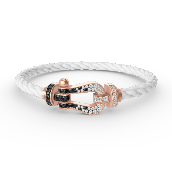 ¡®Loco¡¯FORCE LARGE HORSESHOE BLACK WHITE DIAMOND BRACELET ROSE GOLD
