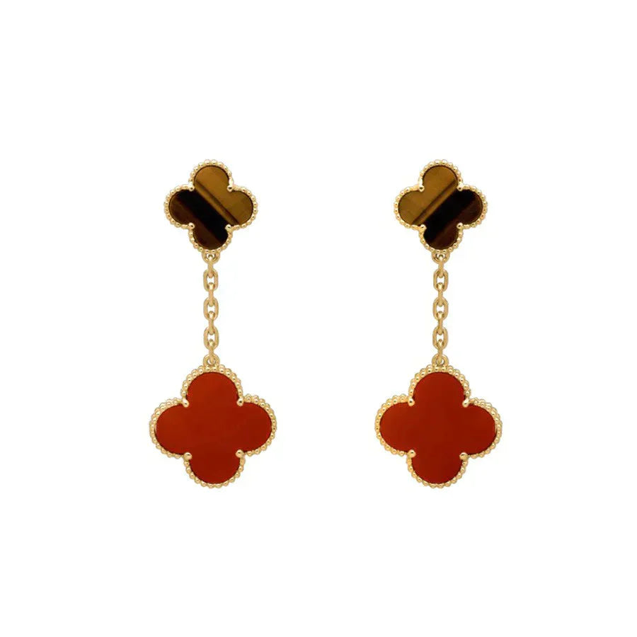 ¡®Loco¡¯CLOVER  2 MOTIF  TIGER EYE CARNELIAN EARRINGS