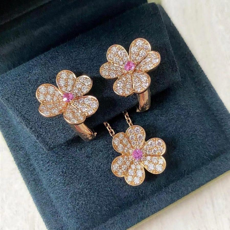 ¡®Loco¡¯FRIVOLE PINK GOLD FLOWER DIAMOND EARRINGS
