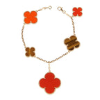¡®Loco¡¯CLOVER BRACELET 5 MOTIFS CARNELIAN TIGER EYE