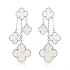 ¡®Loco¡¯CLOVER EARRINGS WHITE MOP 4 MOTIFS SILVER
