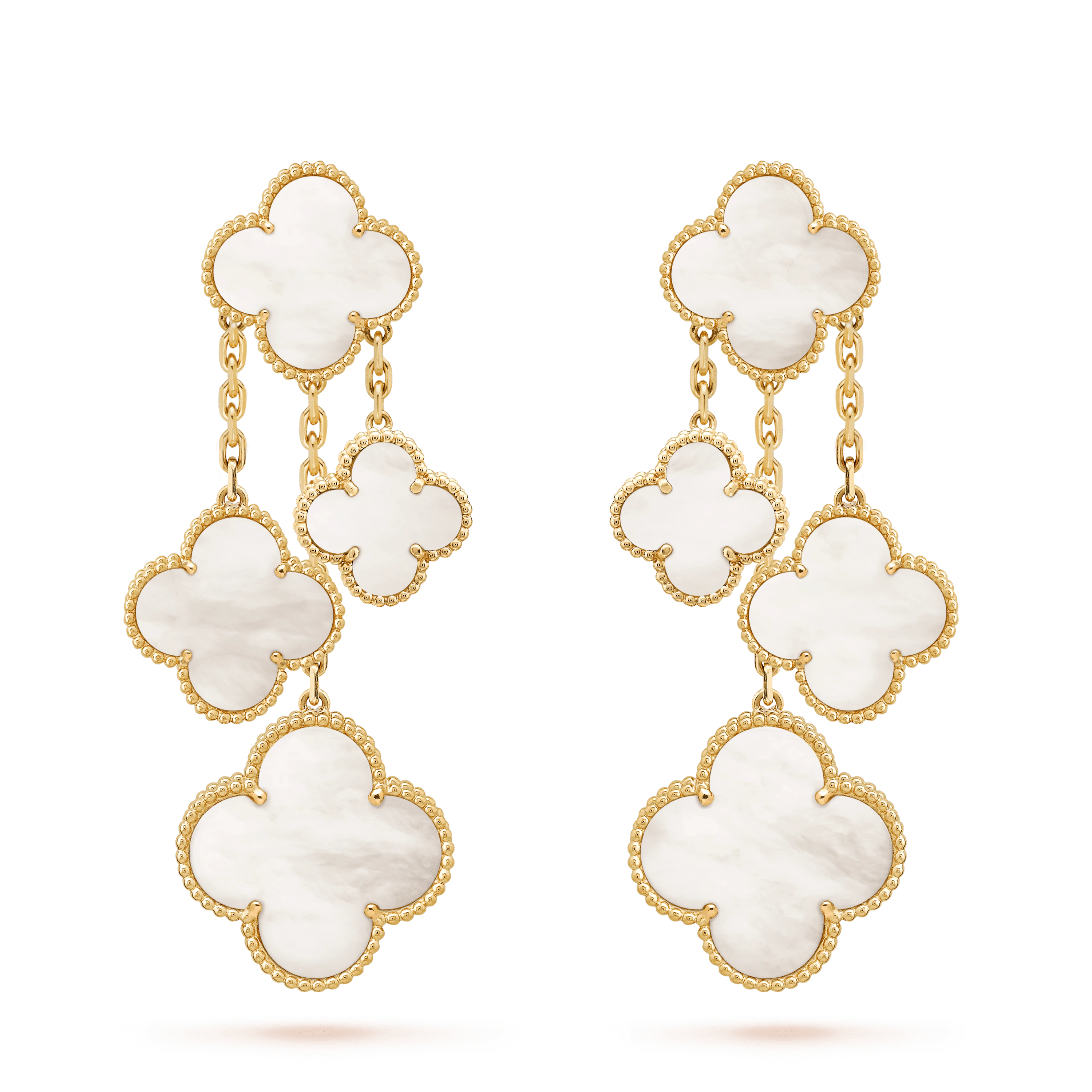¡®Loco¡¯CLOVER EARRINGS WHITE MOP 4 MOTIFS GOLD