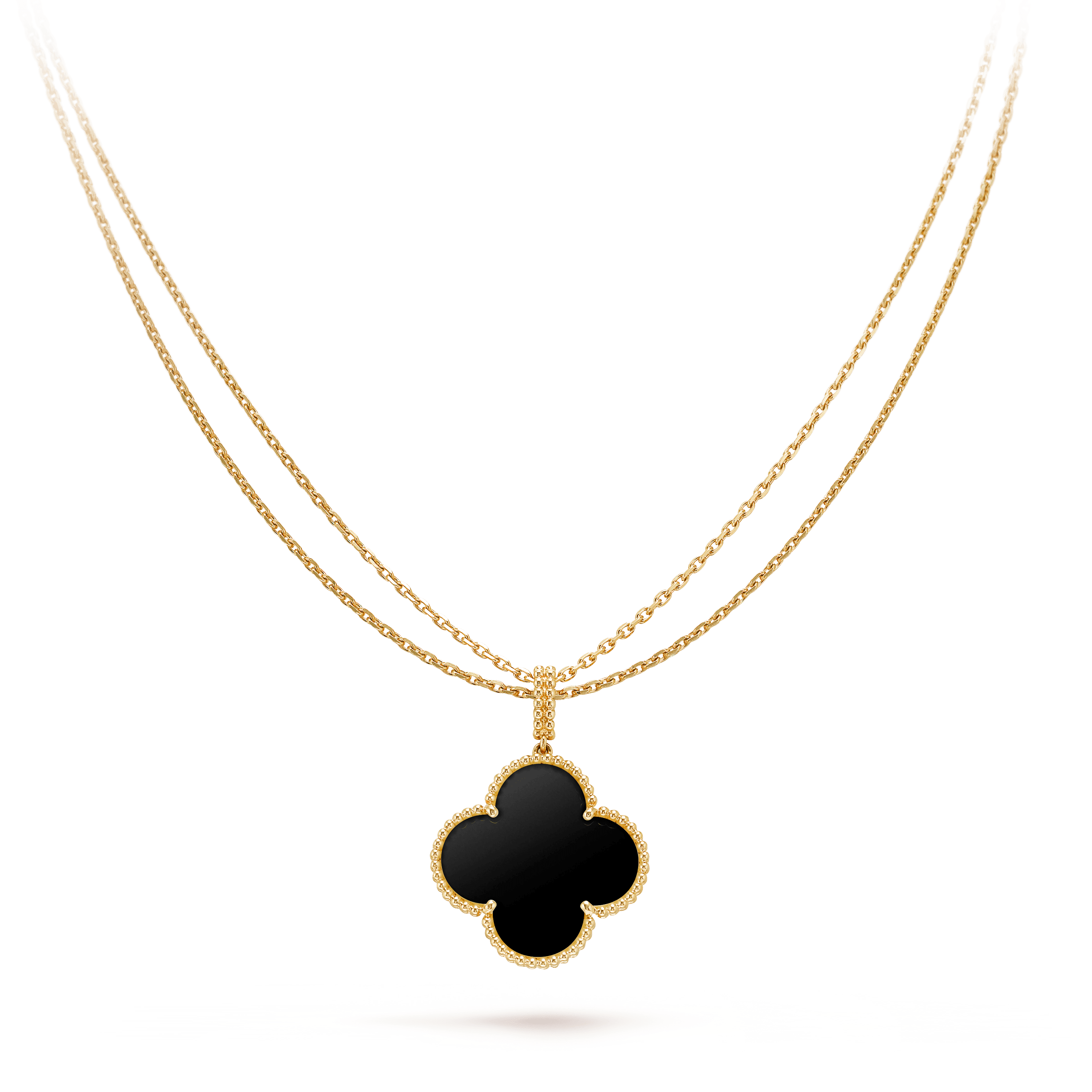 ¡®Loco¡¯CLOVER 25MM GOLD ONYX BIG CLOVER NECKLACE