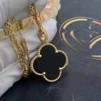 ¡®Loco¡¯CLOVER 25MM GOLD ONYX BIG CLOVER NECKLACE