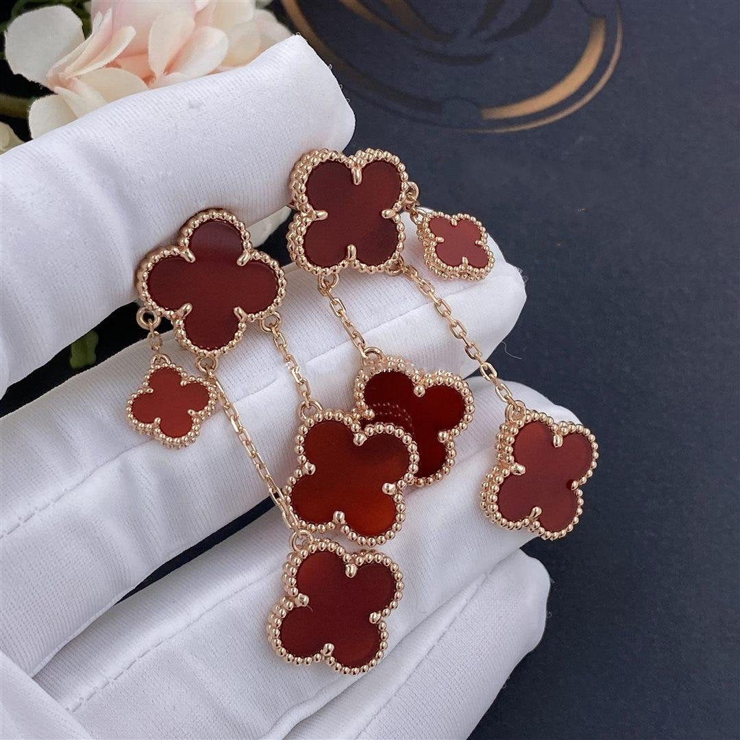 ¡®Loco¡¯CLOVER EARRINGS CARNELIAN 4 MOTIFS PINK GOLD