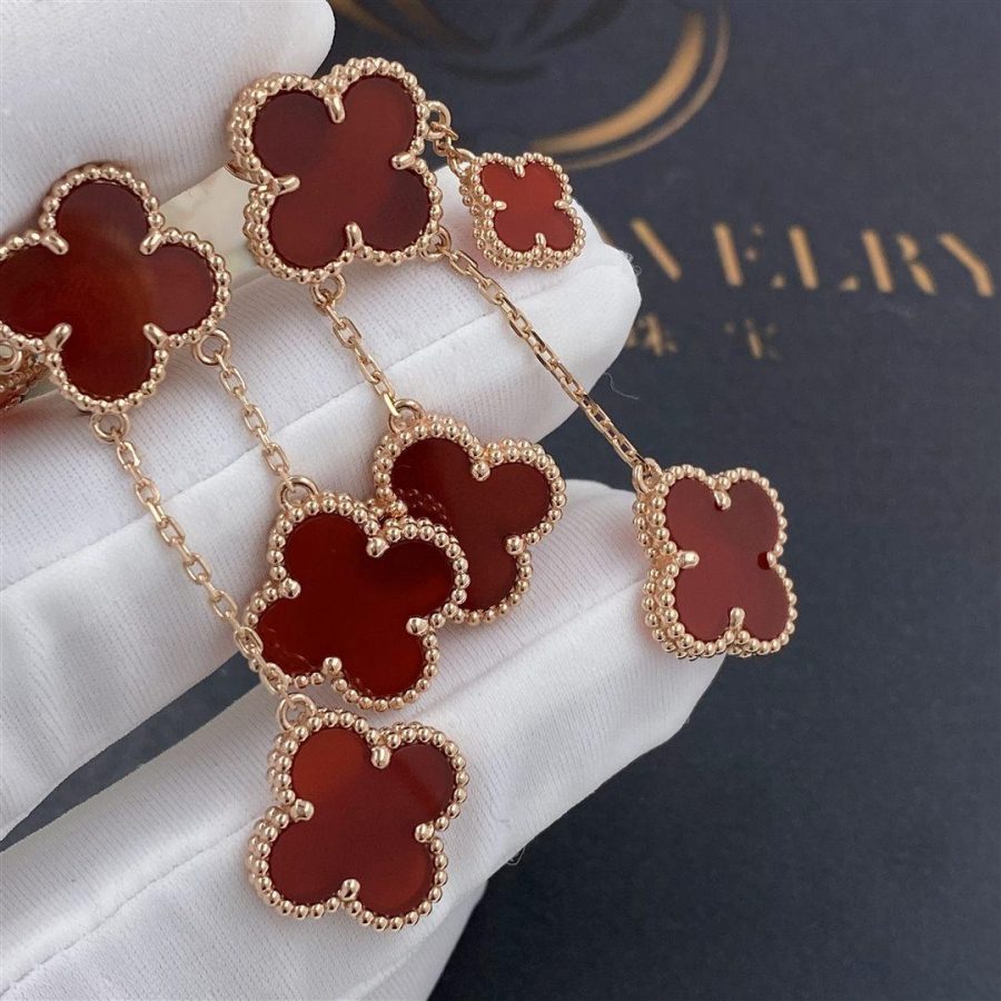 ¡®Loco¡¯CLOVER EARRINGS CARNELIAN 4 MOTIFS PINK GOLD
