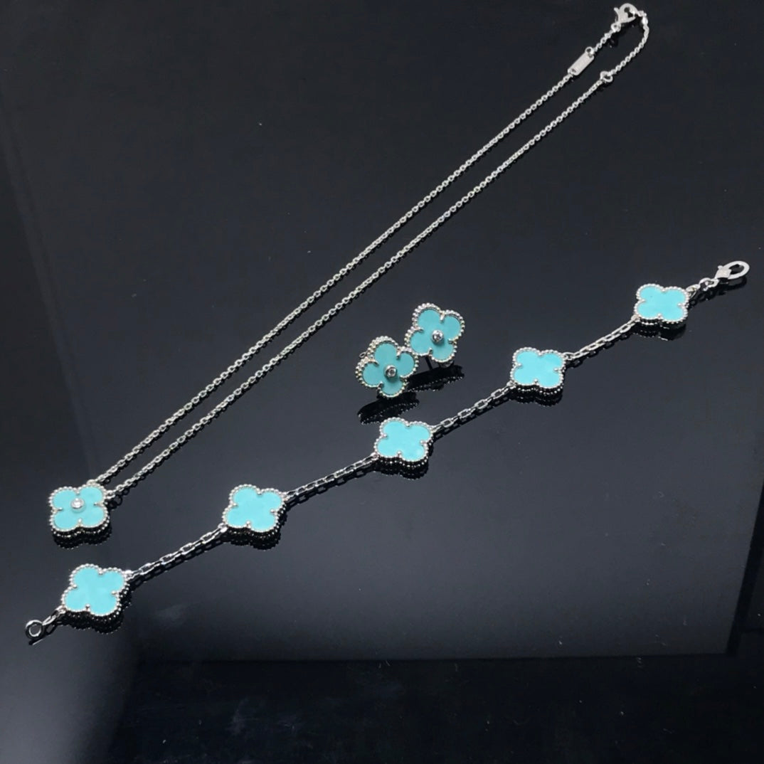 ¡®Loco¡¯CLOVER 1 DIAMOND BLUE SKY SILVER EARRINGS