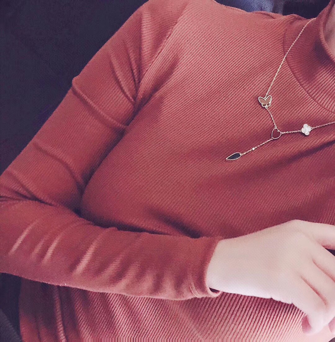 ¡®Loco¡¯LUCKY SPRING 4 MOTIFS ROSE GOLD NECKLACE