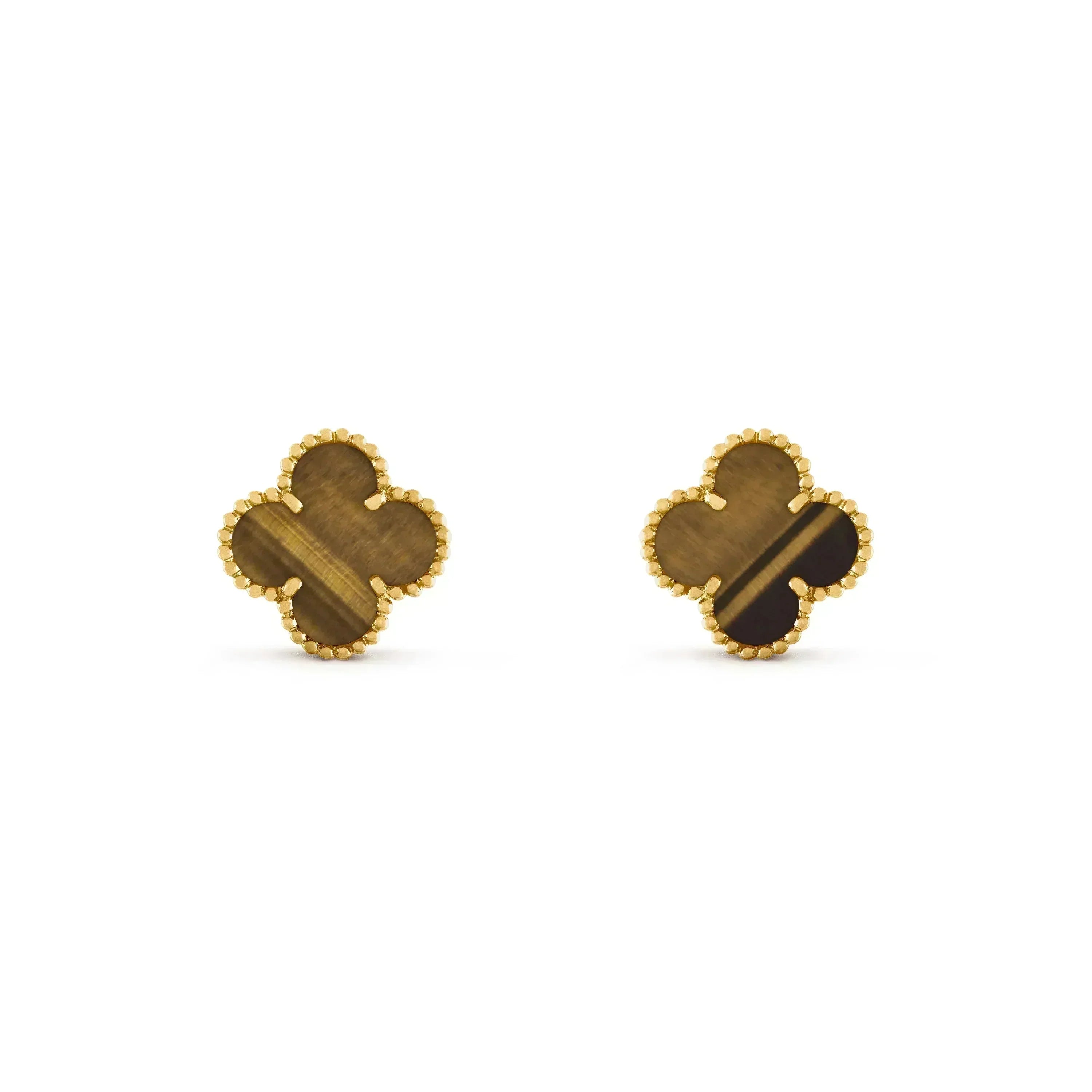 ¡®Loco¡¯CLOVER MEDIUM 1 MOTIFS TIGER EYE EARRINGS