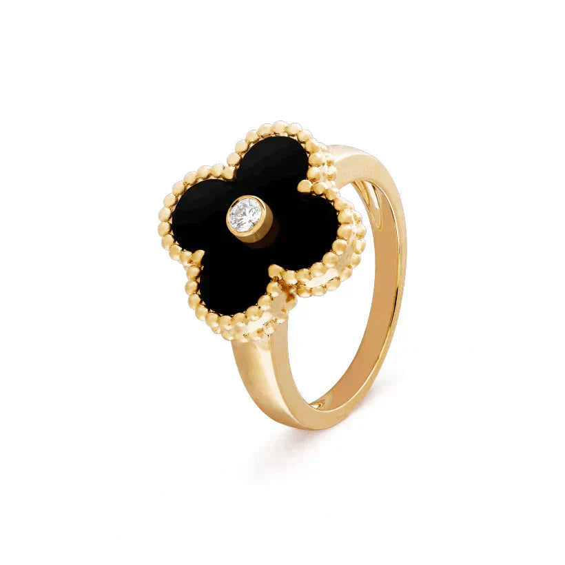 ¡®Loco¡¯CLOVER ONYX RING GOLD DIAMOND
